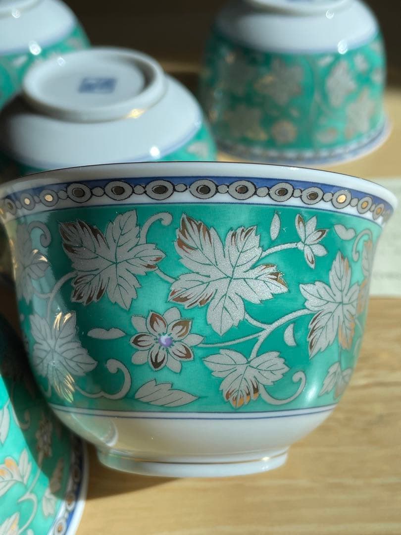 「美品」庫山窯　銀華　煎茶揃5客セット 前畑陶器　茶味清風