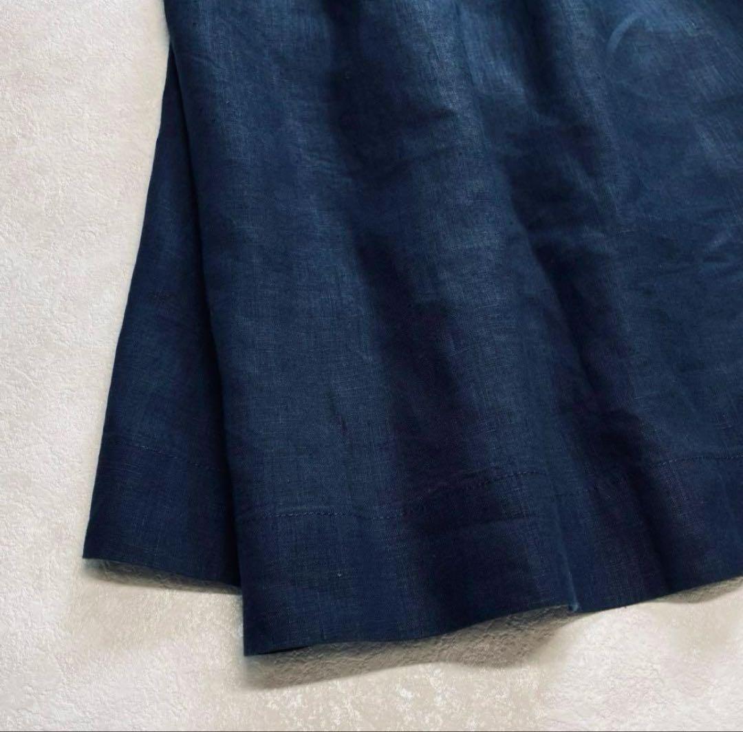 美品✴︎Hyke LINEN MAXI DRESS サイズ1 ハイク ネイビー 麻