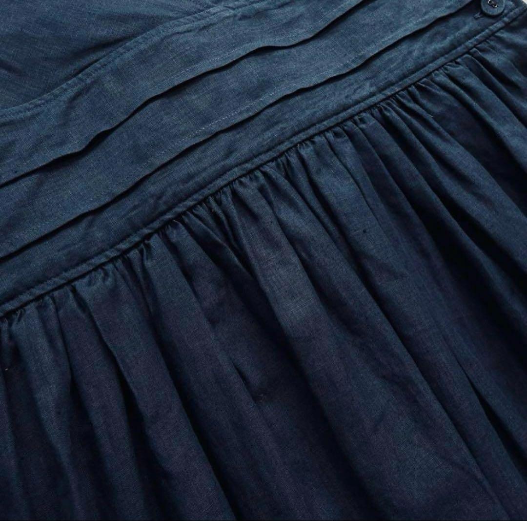 美品✴︎Hyke LINEN MAXI DRESS サイズ1 ハイク ネイビー 麻
