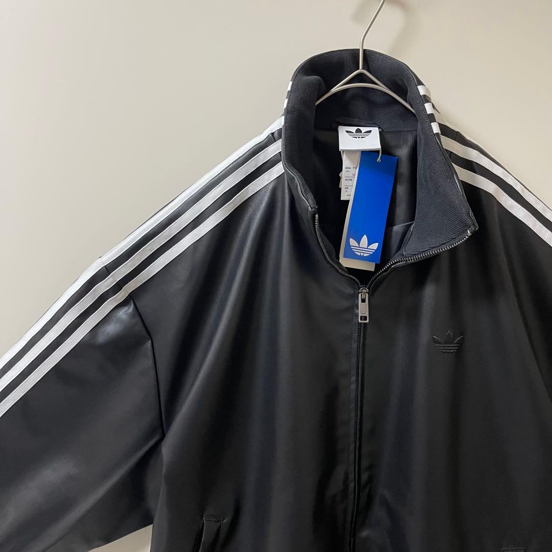 新品2XL】窪塚洋介 アディダス フェイクレザージャケットトップ プレザー3S黒