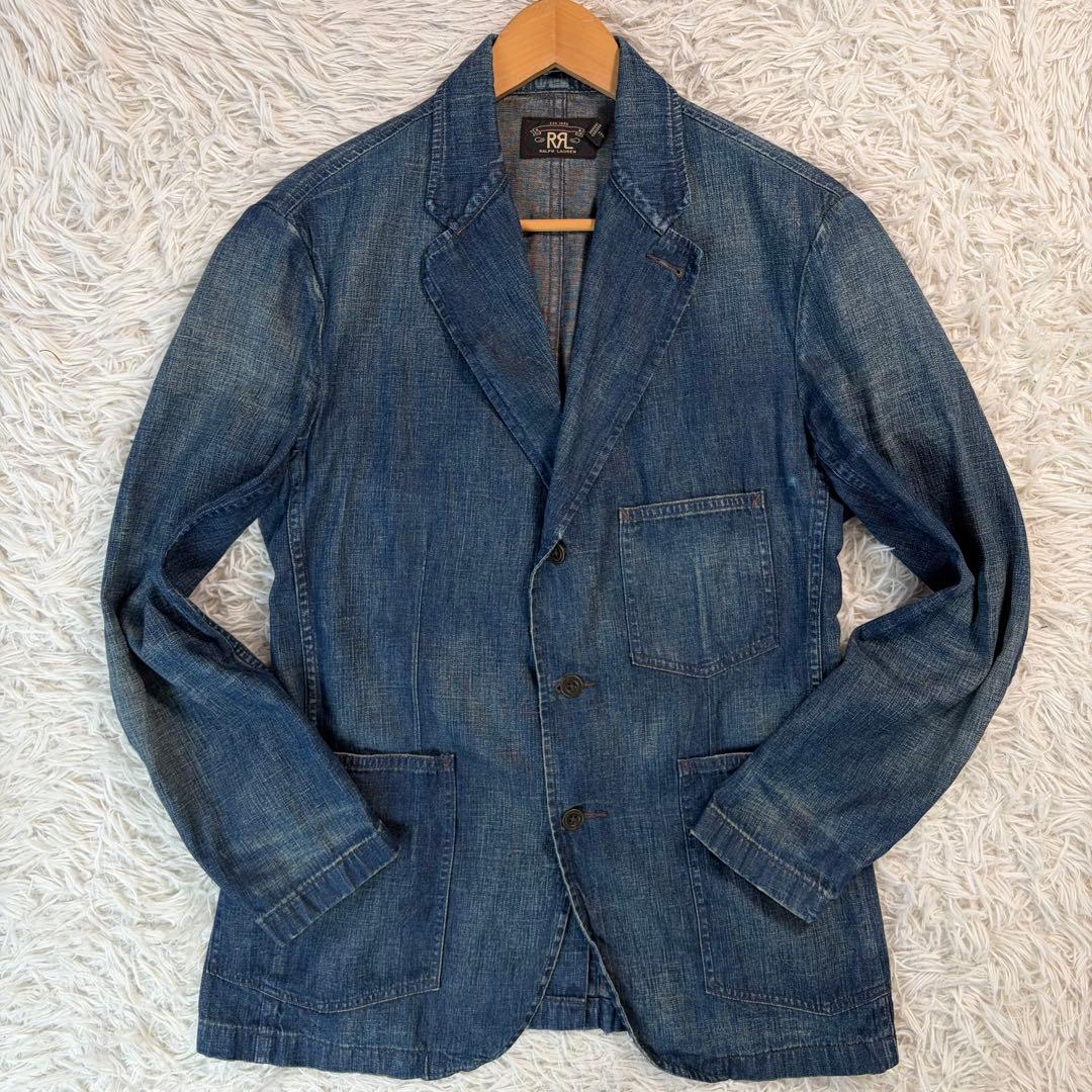 美品✨RRL インディゴ デニム テーラードジャケット 微ダメージ加工 M相当