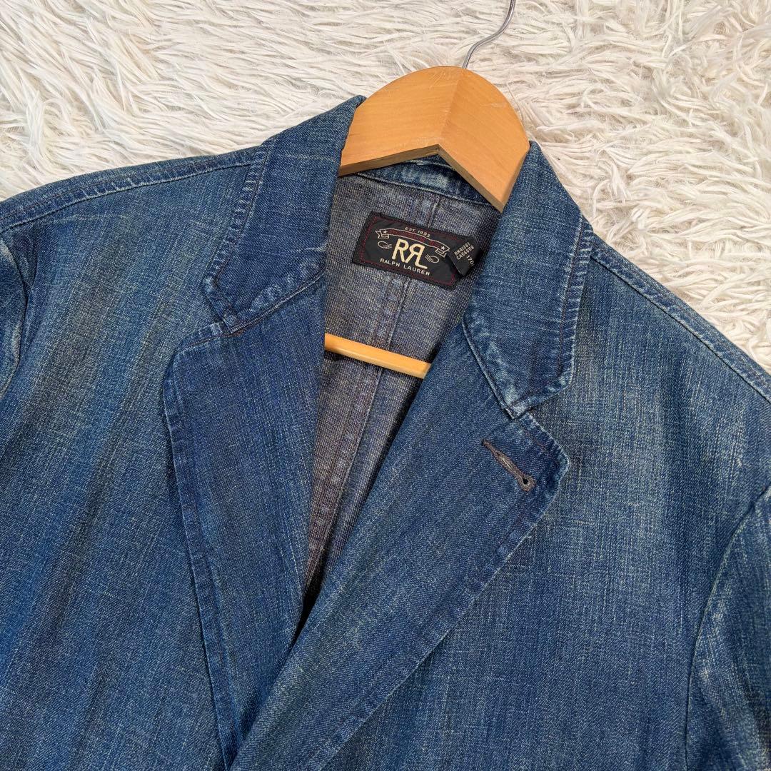 美品✨RRL インディゴ デニム テーラードジャケット 微ダメージ加工 M相当
