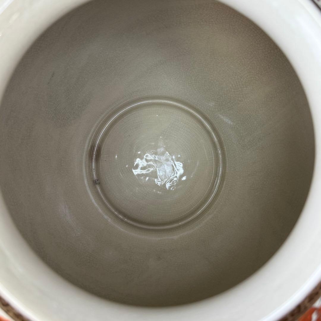 薩摩焼 金襴手【薩摩花仙】在銘 細密絵花鳥文壺 花入り骨董品