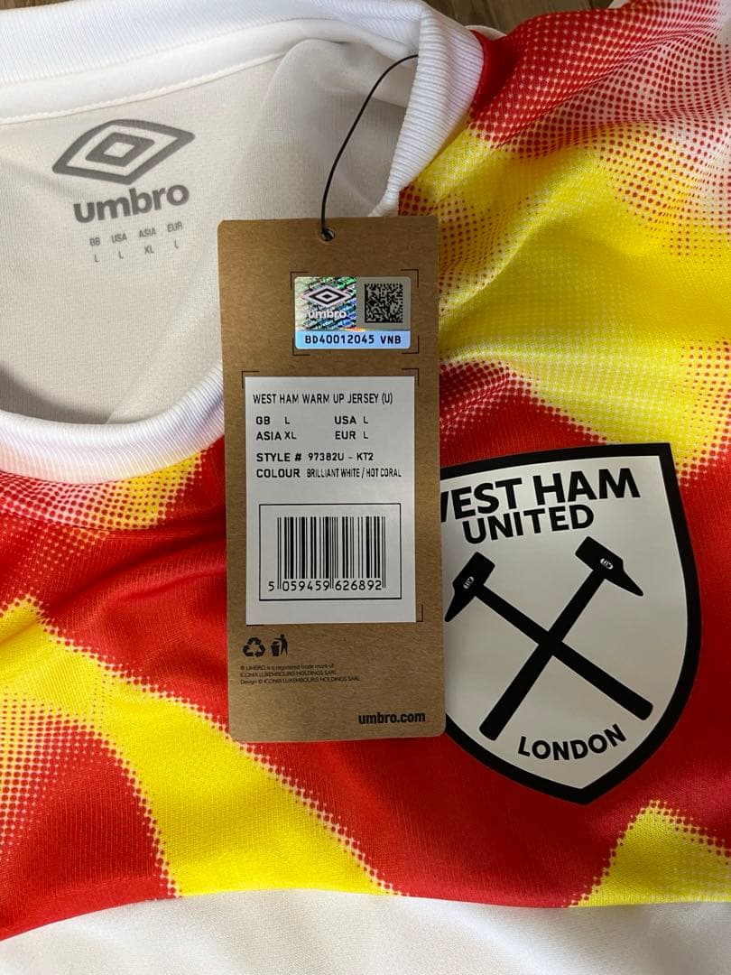 UMBRO ウエストハム　ウェストハム　プラシャツ　プレマッチシャツ　新品　L