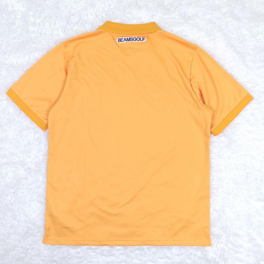 新品 タグ付 ビームスゴルフ 半袖ポロシャツ 総柄 ストレッチ ロゴワッペン L