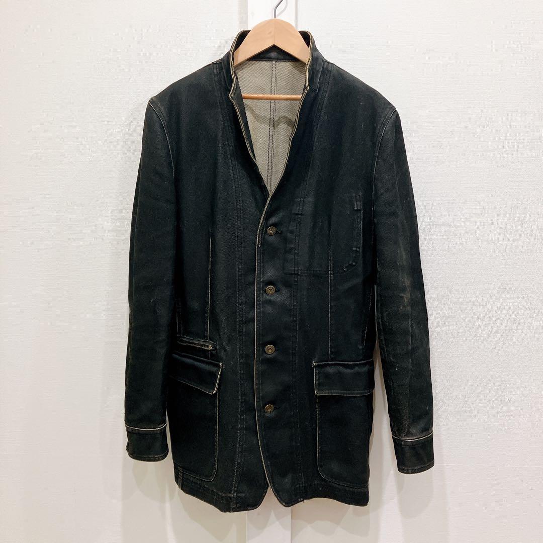 MEN'S TENORAS レザーフロッキー加工 デニム ジャケット L