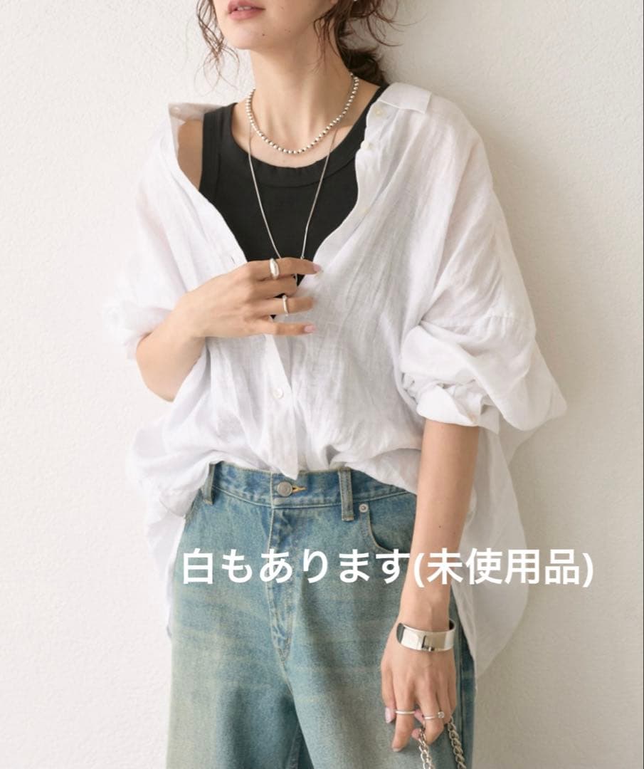 リネンワイドシャツ【大人気！】未使用✨️ 手洗い可 オーバーサイズ リヴドロワ 黒
