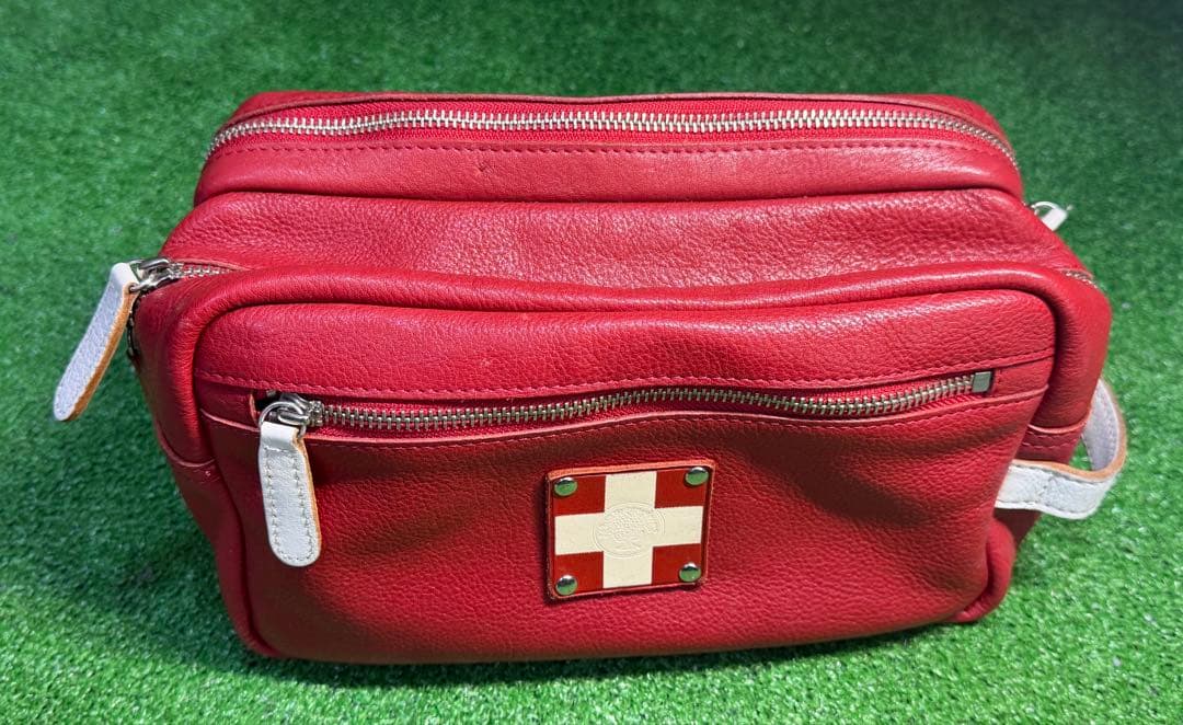 【希少品】木の庄帆布 ゴルフ ♯5 ラウンドポーチ 本革バック