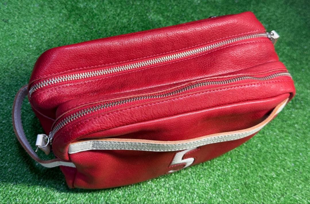 【希少品】木の庄帆布 ゴルフ ♯5 ラウンドポーチ 本革バック