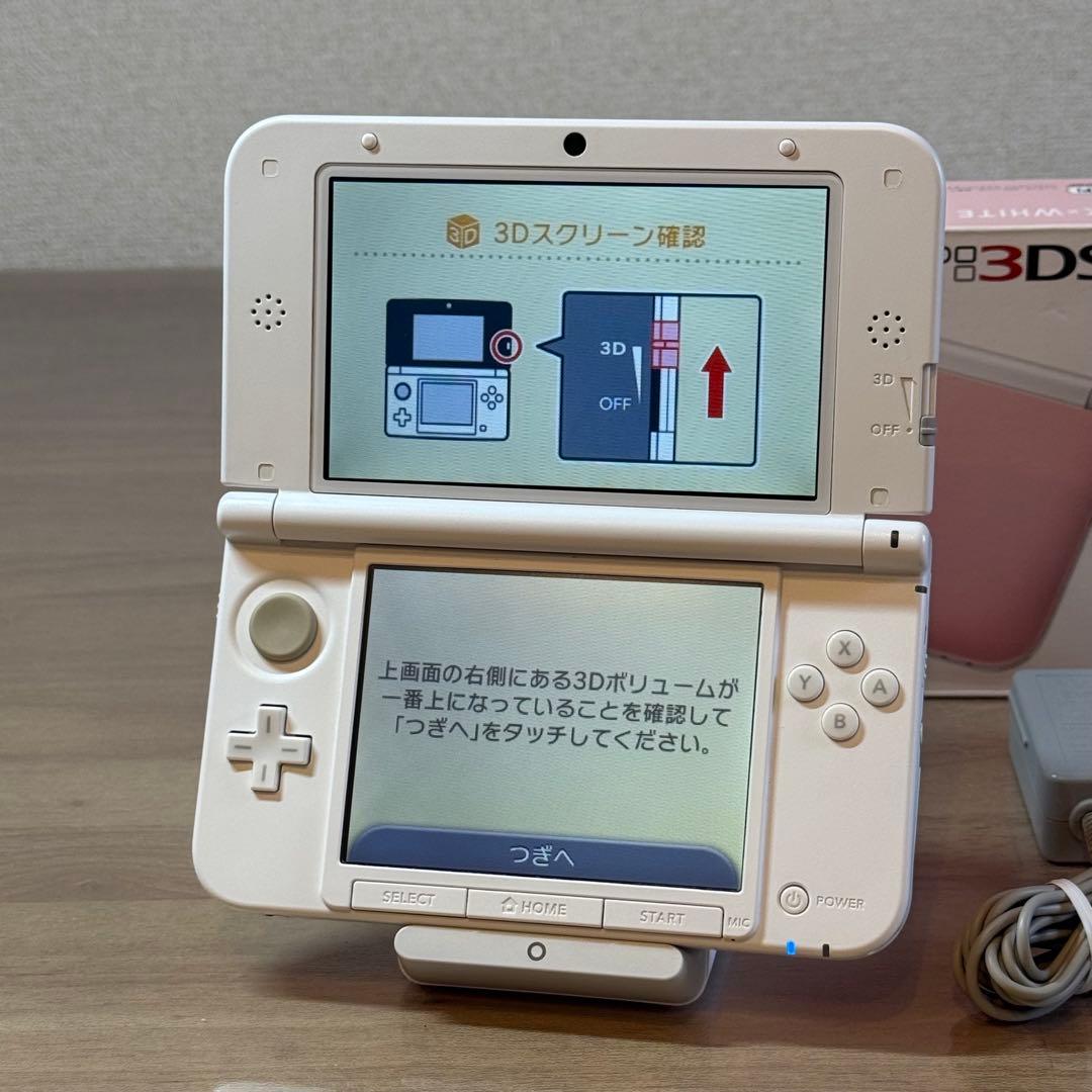 4-215 ニンテンドー3DS LL ピンク×ホワイト 箱付き