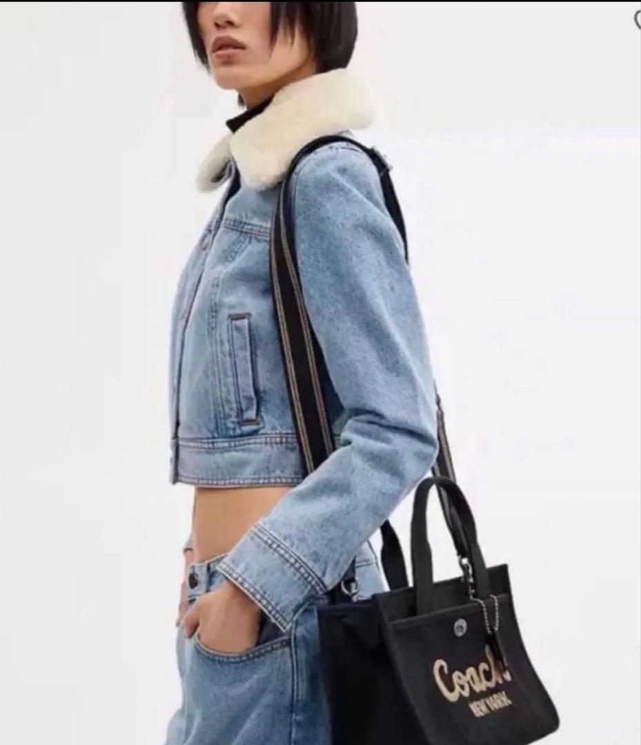 COACHカゴトート26.２WAYクロスボディハンドバック黒キャンバスショルダー