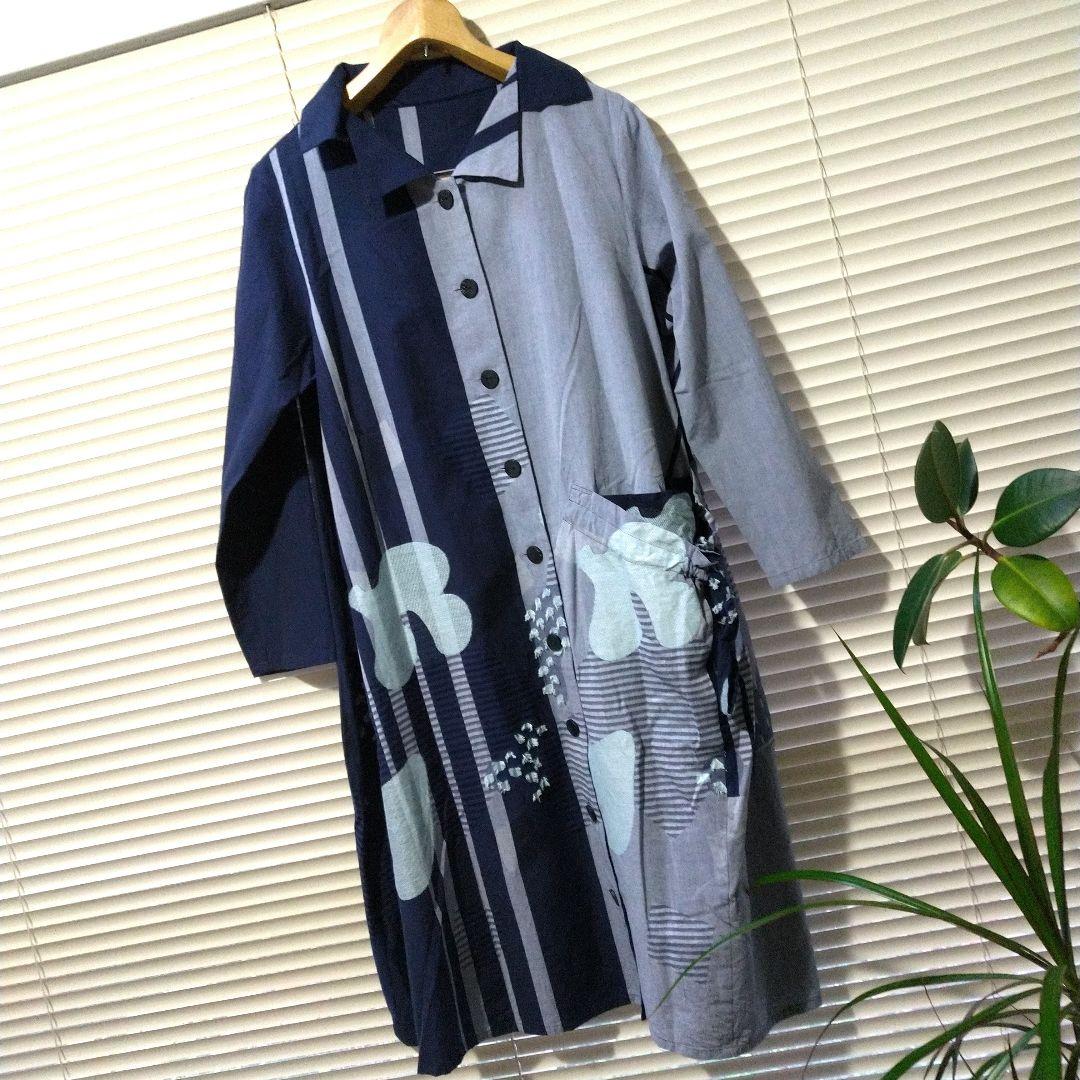 スージー！　美品　慈雨　ワンピース コート　ネイビー系　L　センソユニコ