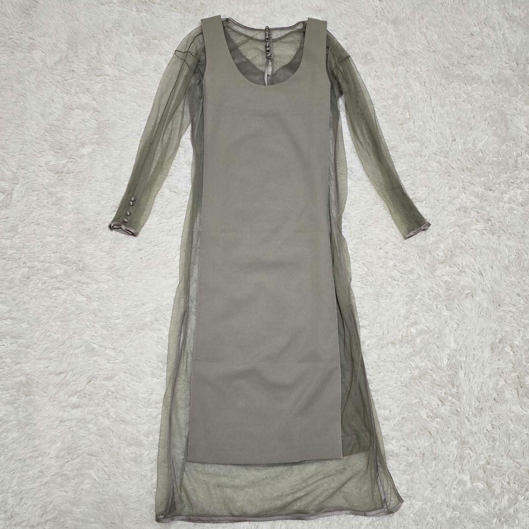 【美品】Ameri vintage TULLE DOCKING DRESS S