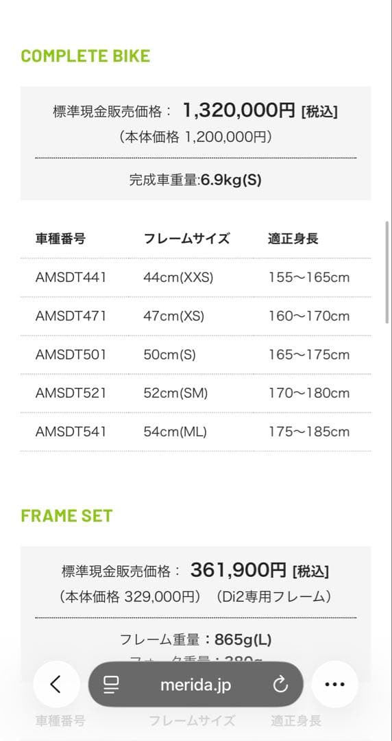 パーツ Merida Scultura TEAM E 2021 FRAMESET