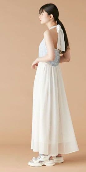 【新品】リリーブラウンCANDY STOCK　ツイードコンビホルターネックワンピ