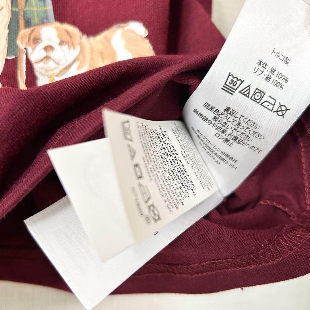 新作◇ラルフローレン ポロベア ロゴコットンTシャツ えんじ 2T