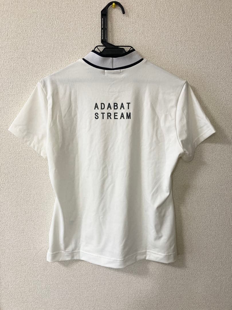 新品タグ付き★アダバットストリーム白LサイズストレッチモックネックT