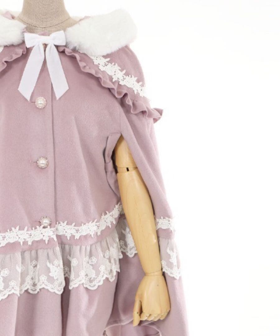 axes femme kawaii ローズフリルケープコート ピンク