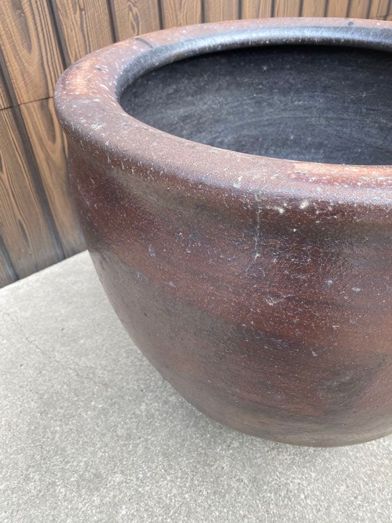 特大　睡蓮鉢　備前焼　金魚鉢　メダカ鉢　水鉢 骨董　アンティーク　鉢カバー