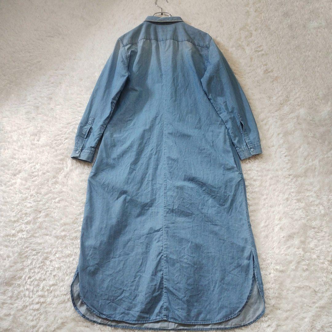 希少★ファビアナフィリッピ　モニーレ　ダンガリー長袖ワンピース　青　カシミヤ混