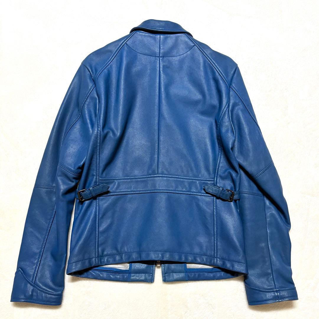 AVIREX M レザージャケット 青 ブルー シングル ライダース
