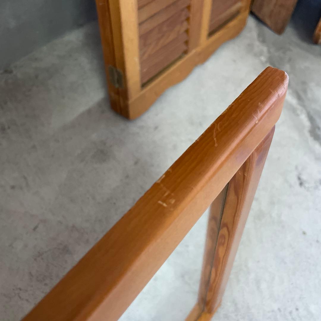 ヴィンテージ ウッドミラー 壁掛け 鏡 Wood 姿見 蚤の市 木製 レトロ