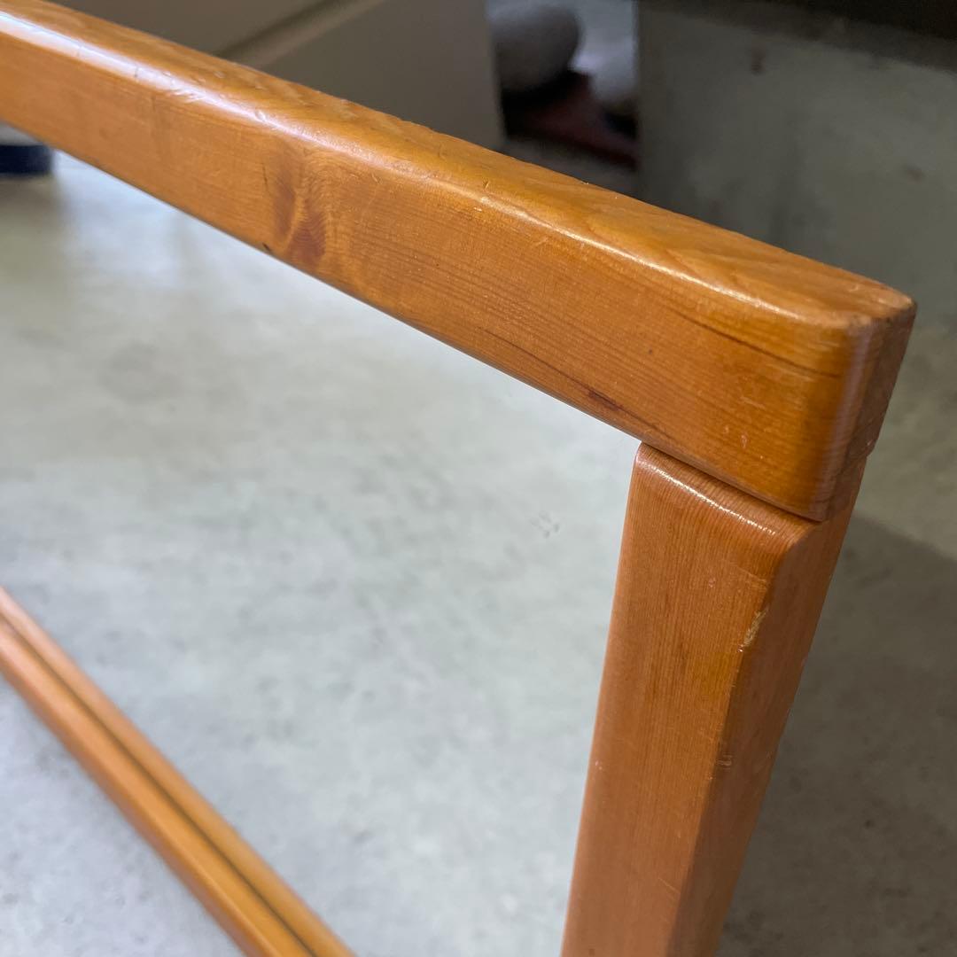 ヴィンテージ ウッドミラー 壁掛け 鏡 Wood 姿見 蚤の市 木製 レトロ