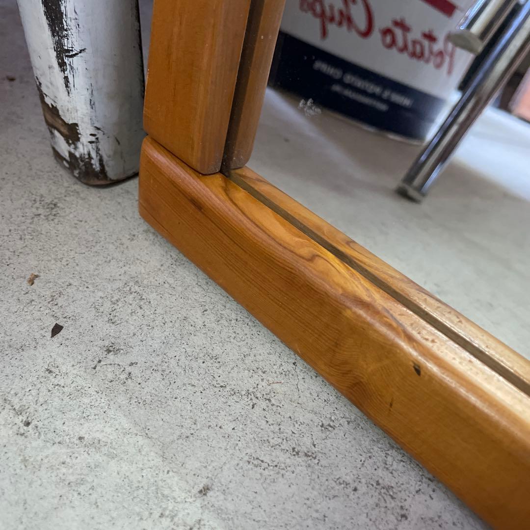 ヴィンテージ ウッドミラー 壁掛け 鏡 Wood 姿見 蚤の市 木製 レトロ