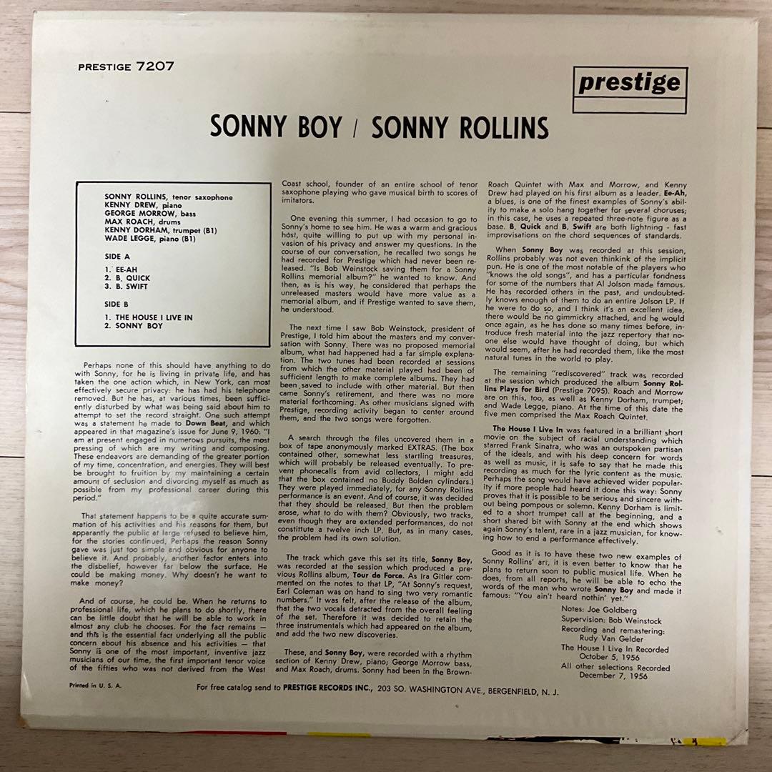 SONNY BOY ソニーロリンズ　US盤レコード　ヴァンゲルダー刻印