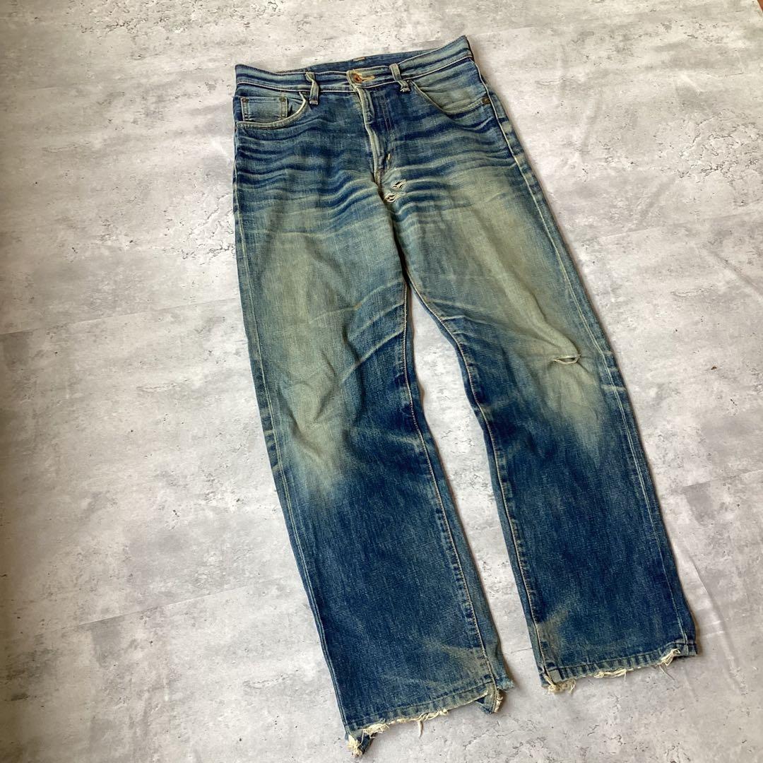 EDWIN505 エドウィン　デニムパンツ　ダメージデニム　ストレート　ブルー