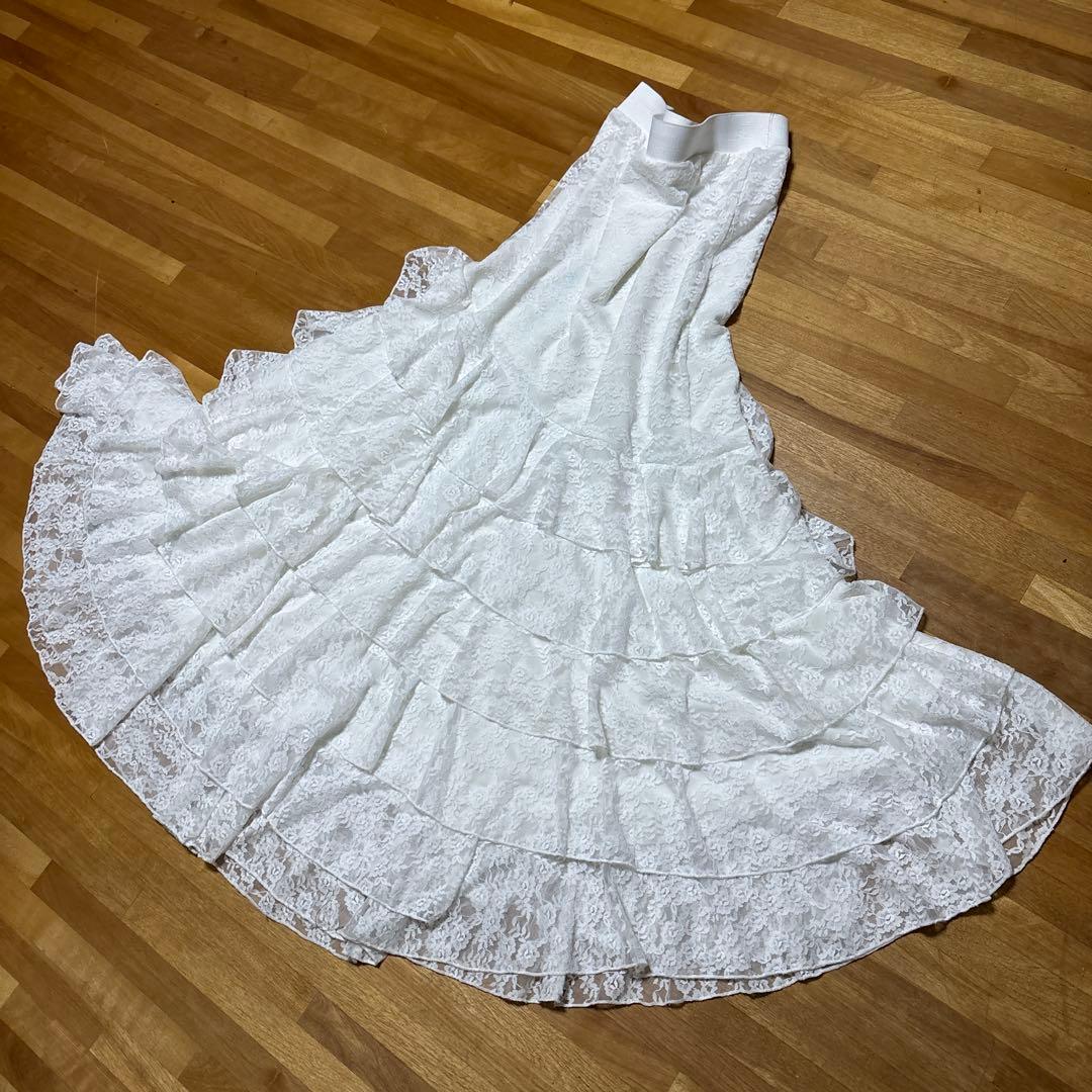 社交ダンス衣装レーススカート6段フリル