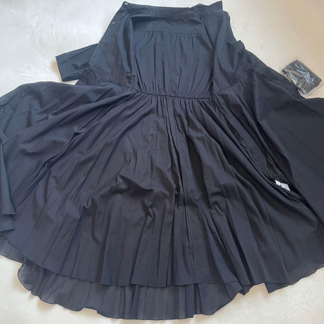 タグ付 FENNEL ロングワンピース フレア 黒 9号 綿100％ 上品 清楚
