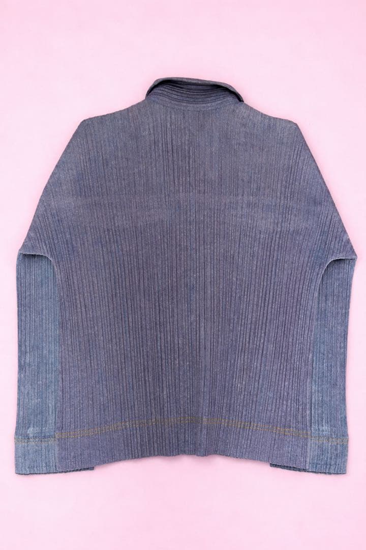 PLEATS PLEASコットン混 デニム風長袖シャツ トップス インディゴ 3