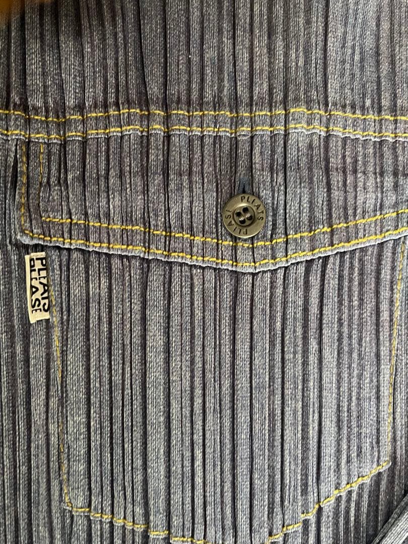 PLEATS PLEASコットン混 デニム風長袖シャツ トップス インディゴ 3