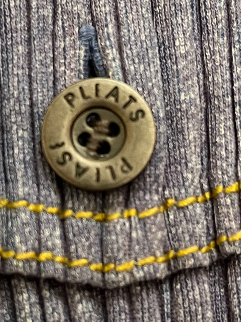 PLEATS PLEASコットン混 デニム風長袖シャツ トップス インディゴ 3