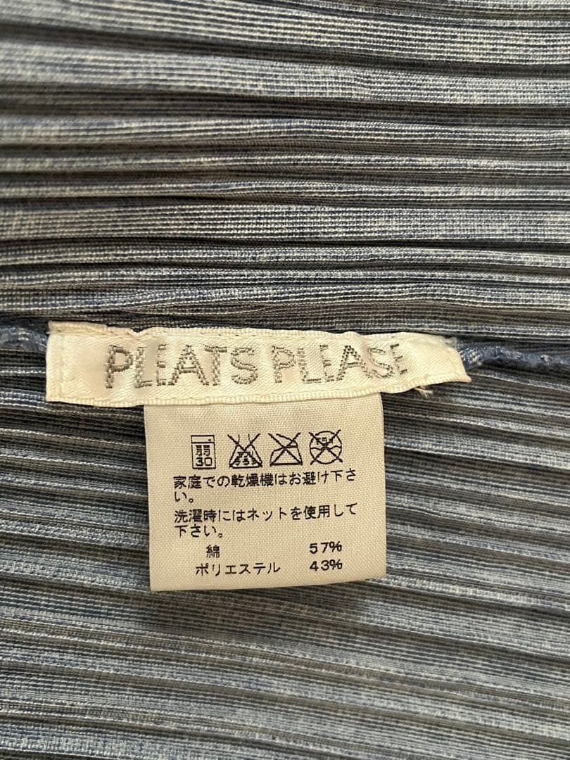 PLEATS PLEASコットン混 デニム風長袖シャツ トップス インディゴ 3
