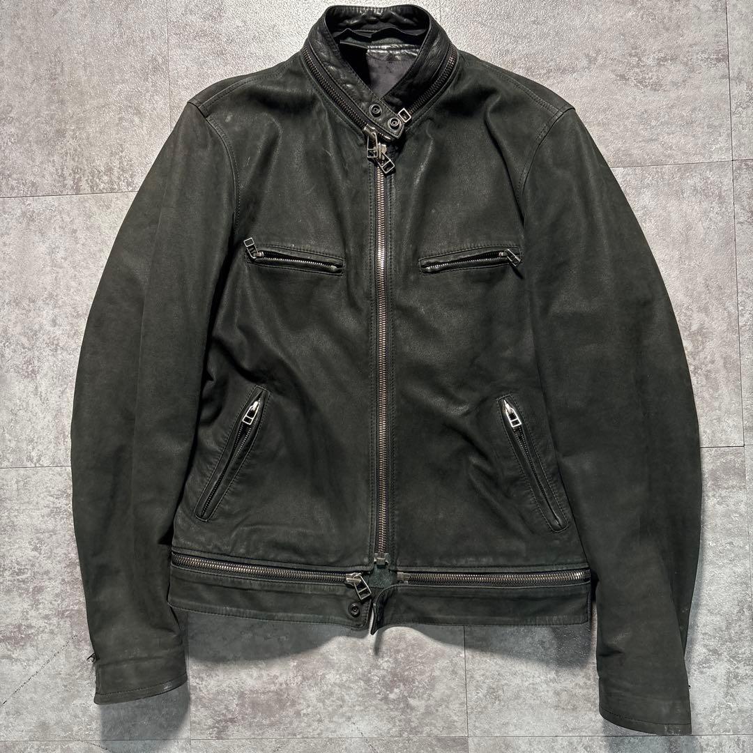 エヌハリウッド　ヌバックレザー　シングルライダースジャケット　希少アーカイブ　黒