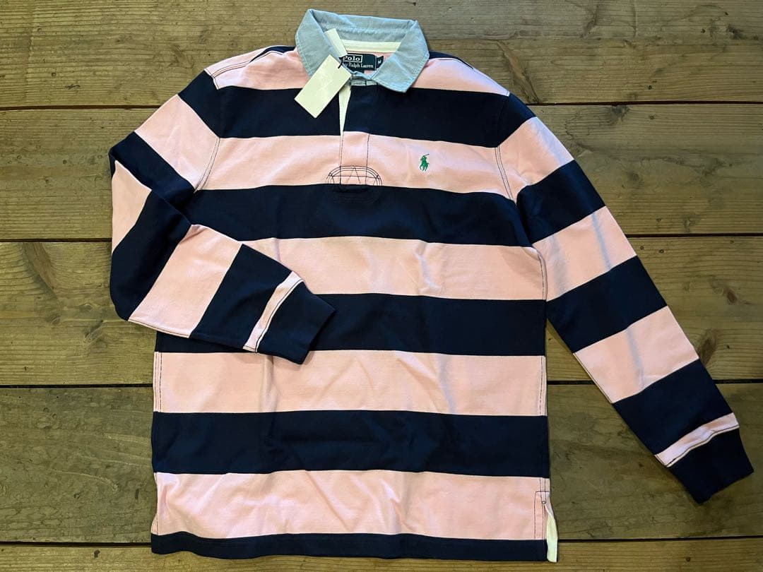新品未使用 Polo Ralph Lauren ラガーシャツ ピンク/ネイビー
