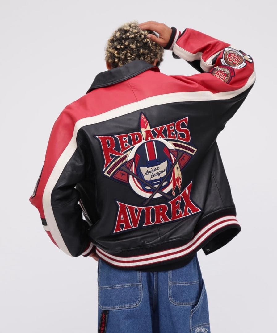 VARSITY JACKET RED AXES / AVIREX　羊革