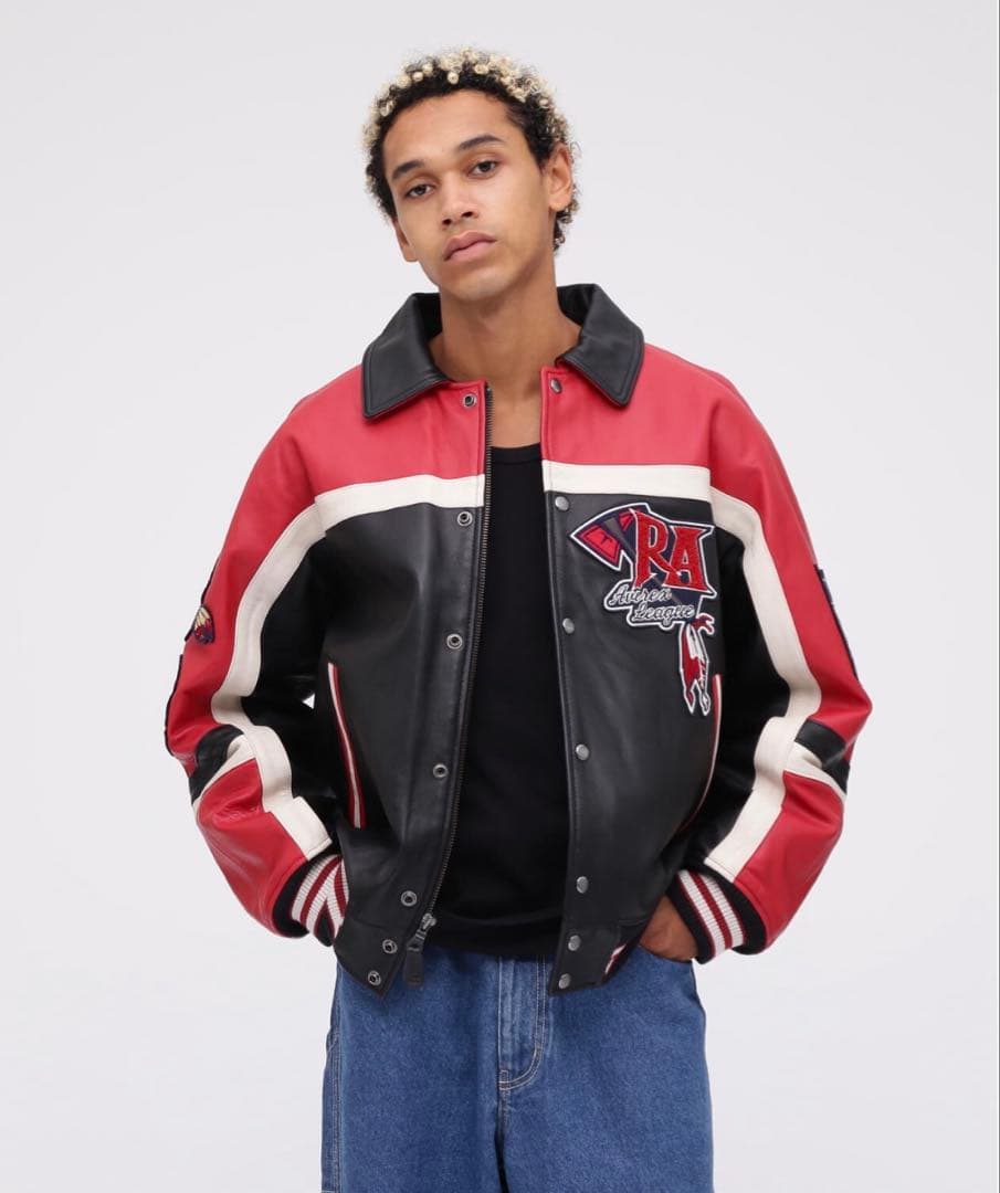 VARSITY JACKET RED AXES / AVIREX　羊革