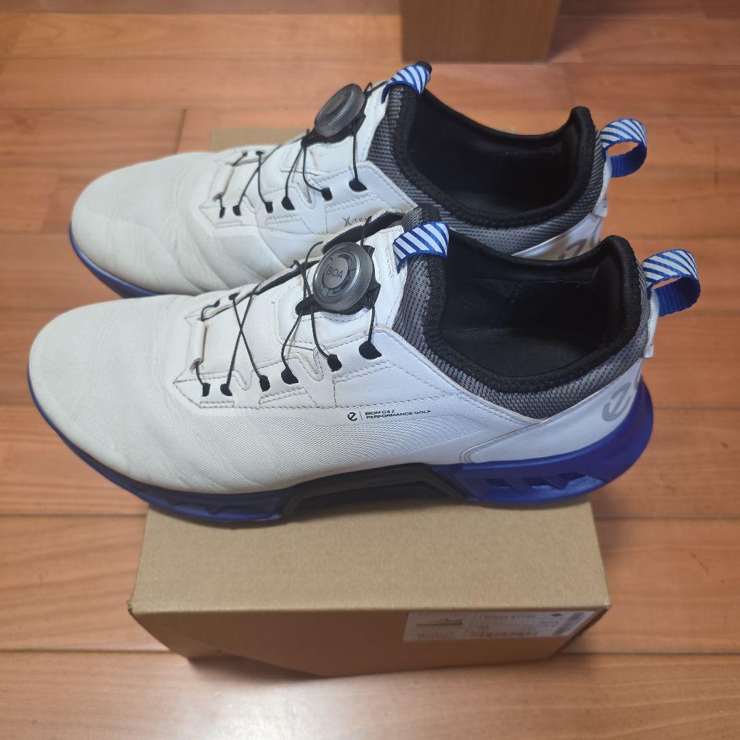 ECCO スパイクレス ゴルフシューズ バイオム Cー4 ボア ホワイトブルー