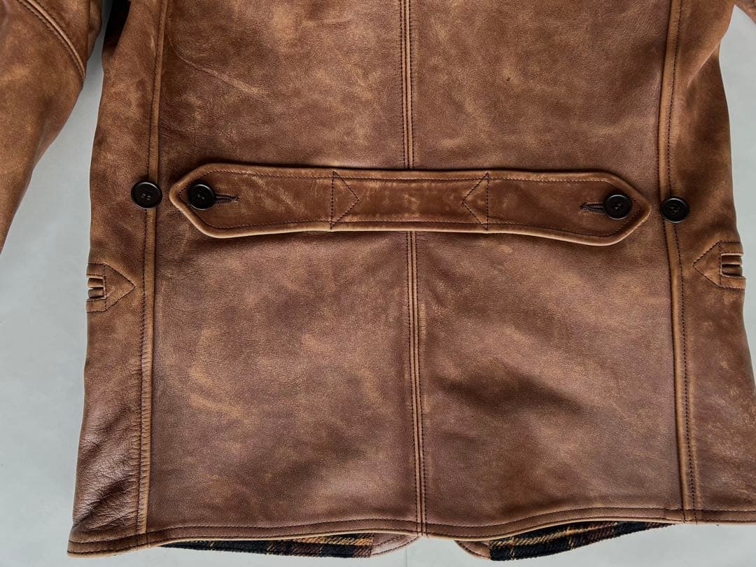 RRL ムートン襟 フルレザー ジャケット ダメージ加工 XS