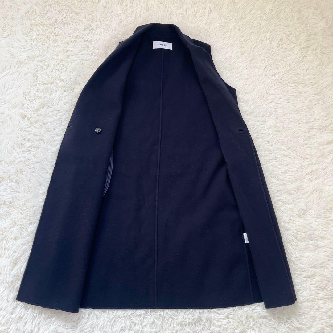 SOEJU ソージュ ウール リバー ロング ジレ ネイビー 2024年発売品