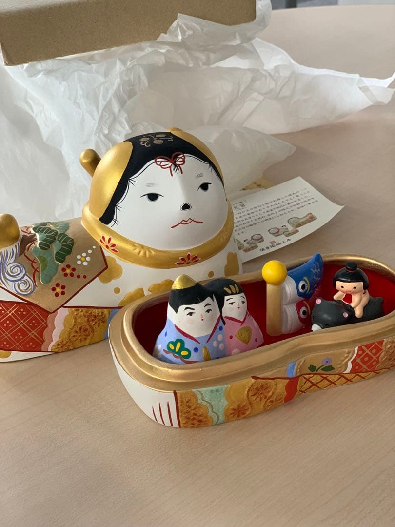 廃盤品 須はら飾り 須原陶芸 犬筥 金彩 端午の節句 五月人形 鯉のぼり 雛人形