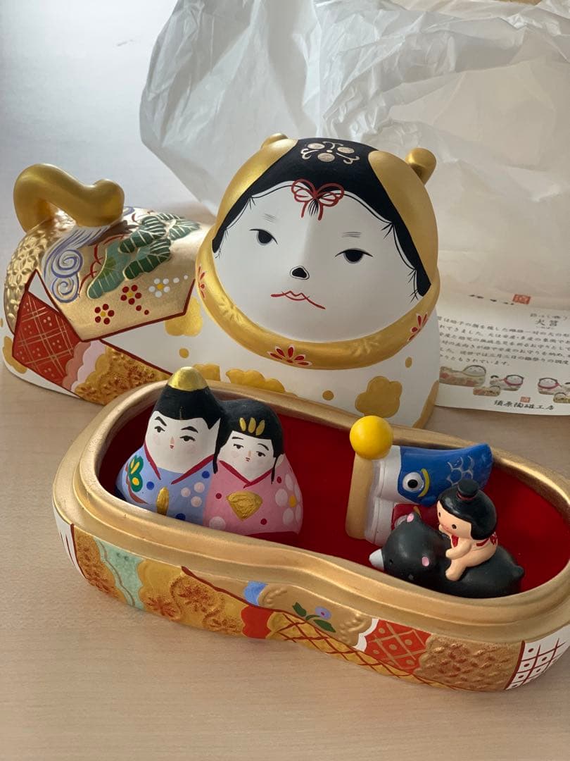 廃盤品 須はら飾り 須原陶芸 犬筥 金彩 端午の節句 五月人形 鯉のぼり 雛人形