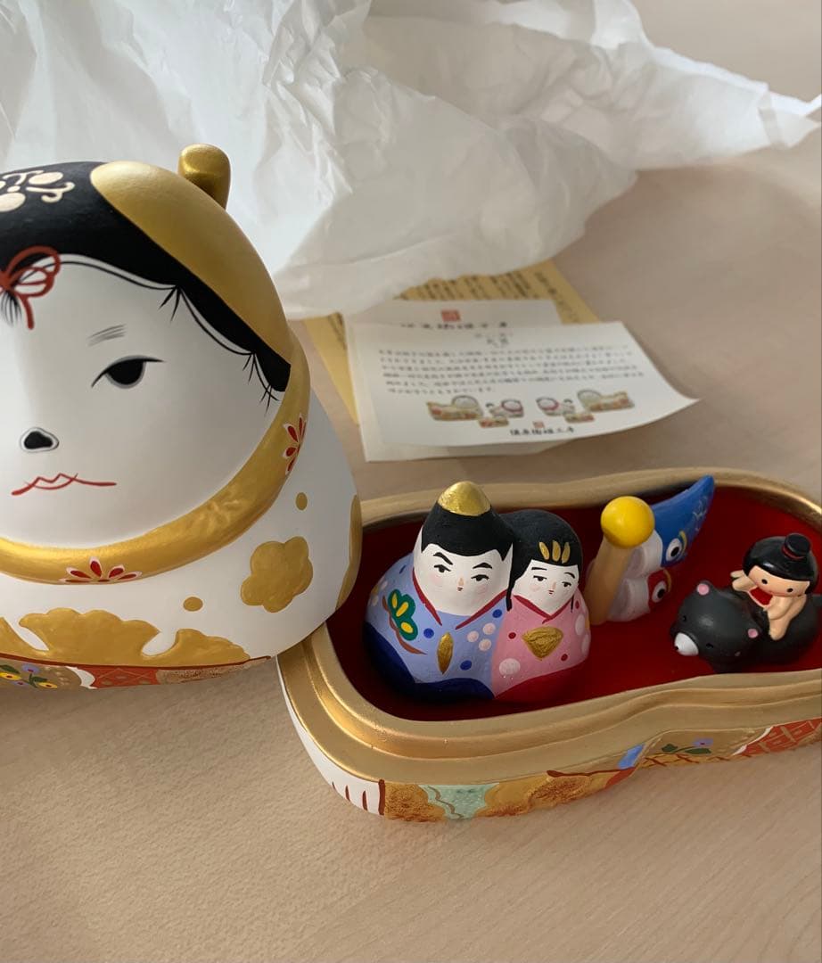 廃盤品 須はら飾り 須原陶芸 犬筥 金彩 端午の節句 五月人形 鯉のぼり 雛人形