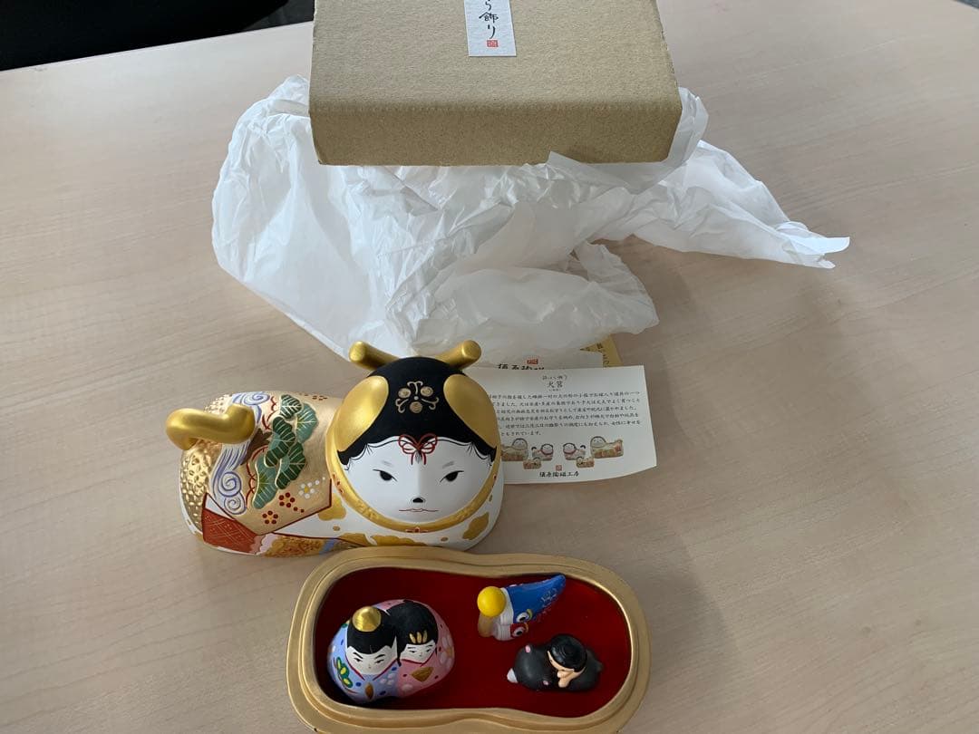 廃盤品 須はら飾り 須原陶芸 犬筥 金彩 端午の節句 五月人形 鯉のぼり 雛人形