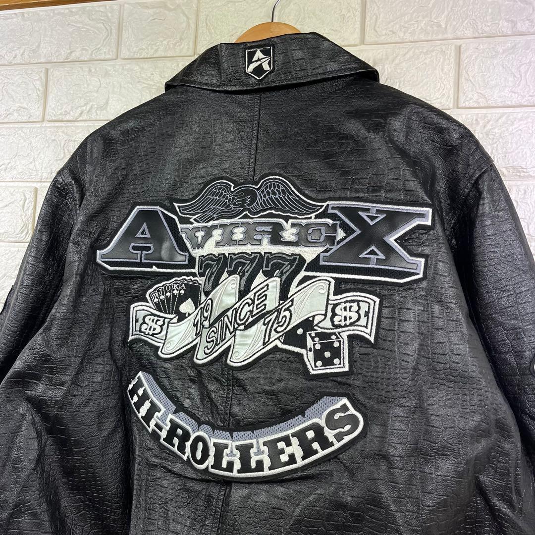 ほぼ未使用　AVIREX USA HI ROLLERS レザージャケット　XL