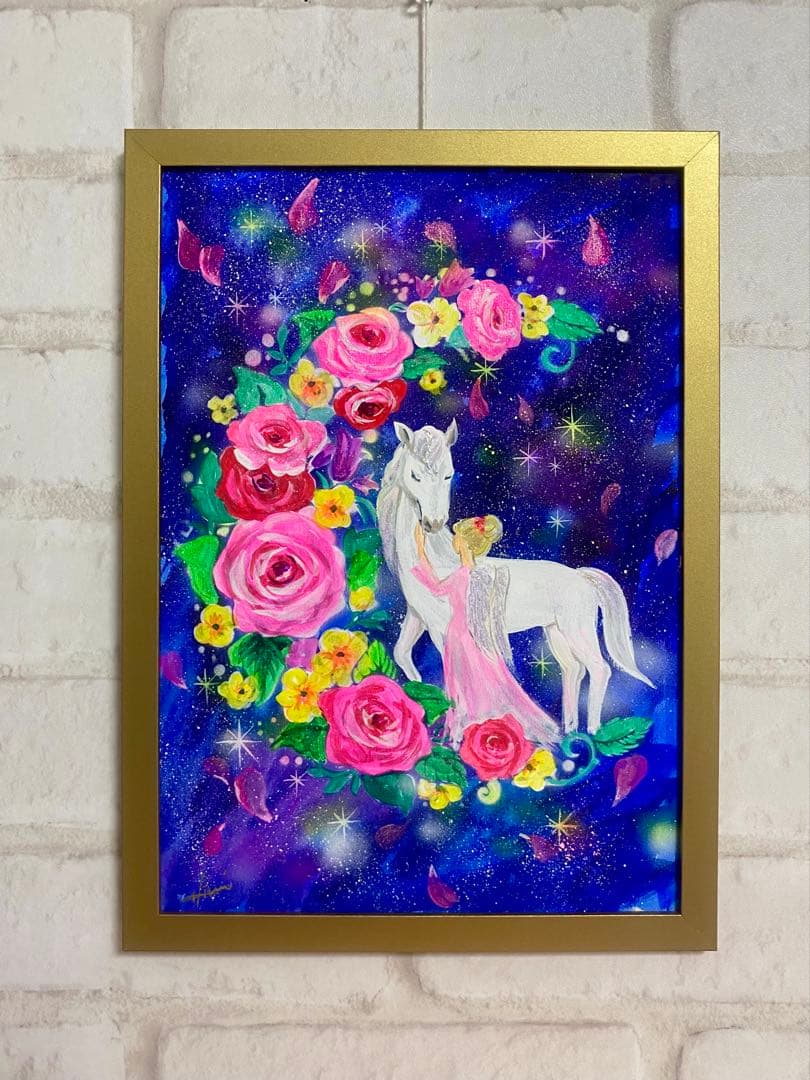 こまち絵画3点　　　薔薇の三日月と白馬
