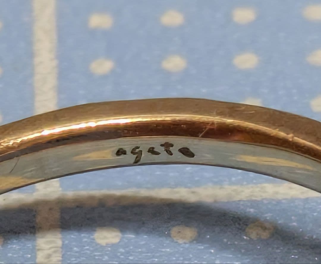 agete　アガット　K10刻印　天然インカローズ　リング　8号